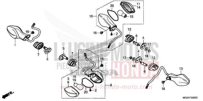 CLIGNOTANT for CB500F ABS PEARL HIMALAYAS WHITE (NHA87) from 2013
